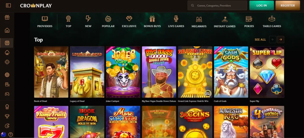 Crownplay pokies selection